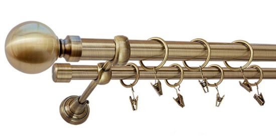 Karnisz KULA MAX Antyk Mosiądz, Podw&oacute;jny 25 +19 rura gładka