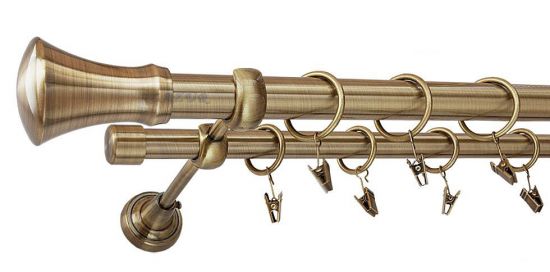 Karnisz MONACO Antyk Mosiądz, Podw&oacute;jny 25 +19 rura gładka