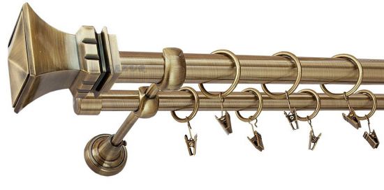 Karnisz VERONA Antyk Mosiądz, Podw&oacute;jny 25 +19 rura gładka