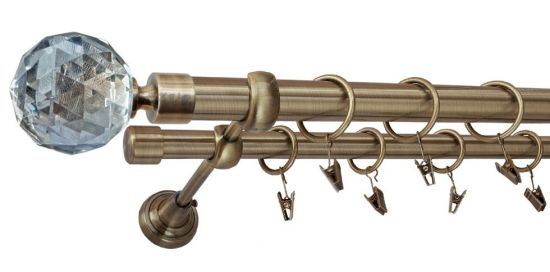 Karnisz PARYS Antyk Mosiądz, Podw&oacute;jny 25 +19 rura gładka