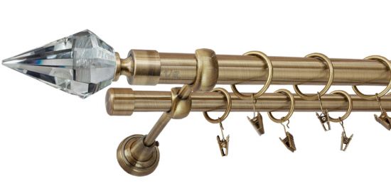 Karnisz VENETO Antyk Mosiądz, Podw&oacute;jny 25 +19 rura gładka