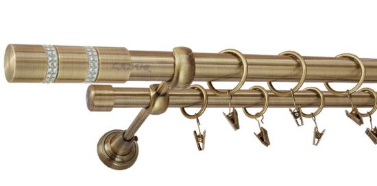 Karnisz ROSETTI Antyk Mosiądz, Podw&oacute;jny 25 +19 rura gładka