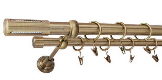 Karnisz LANSO Antyk Mosiądz, Podw&oacute;jny 25 +19 rura gładka