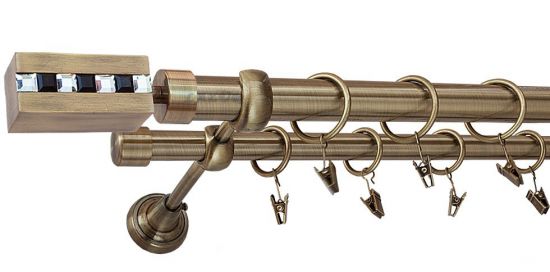 Karnisz ARES Antyk Mosiądz, Podw&oacute;jny 25 +19 rura gładka