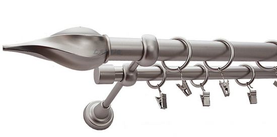 Karnisz TWISTER Satyna Nikiel, Podw&oacute;jny 25 +19 rura gładka