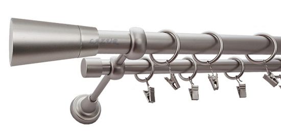 Karnisz IMPERIA Satyna Nikiel, Podw&oacute;jny 25 +19 rura gładka