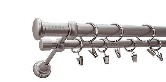 Karnisz ZAŚLEPKA Satyna Nikiel, Podw&oacute;jny 25 +19 rura gładka