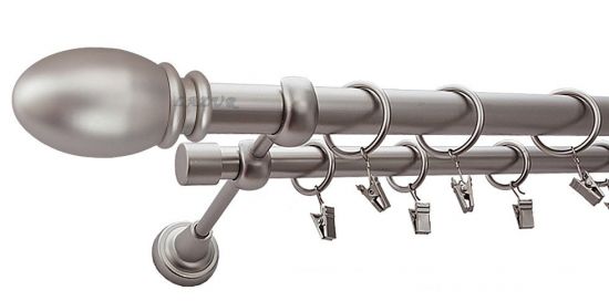 Karnisz BELLUNO Satyna Nikiel, Podw&oacute;jny 25 +19 rura gładka