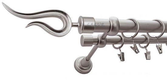 Karnisz VIOLO Satyna Nikiel, Podw&oacute;jny 25 +19 rura gładka