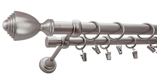 Karnisz PALLACIO Satyna Nikiel, Podw&oacute;jny 25 +19 rura gładka