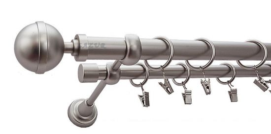 Karnisz KULA LUX Satyna Nikiel, Podw&oacute;jny 25 +19 rura gładka