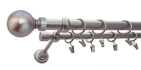 Karnisz KULA MAX Satyna Nikiel, Podw&oacute;jny 25 +19 rura gładka