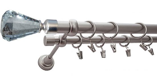 Karnisz FAON Satyna Nikiel, Podw&oacute;jny 25 +19 rura gładka