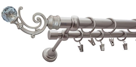 Karnisz AZURRO Satyna Nikiel, Podw&oacute;jny 25 +19 rura gładka