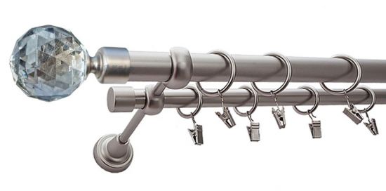 Karnisz PARYS Satyna Nikiel, Podw&oacute;jny 25 +19 rura gładka