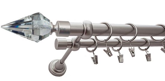 Karnisz VENETO Satyna Nikiel, Podw&oacute;jny 25 +19 rura gładka