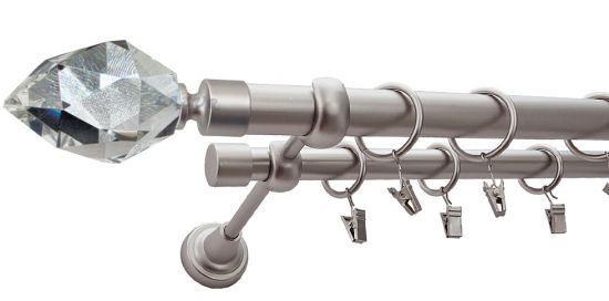 Karnisz TULIP Satyna Nikiel, Podw&oacute;jny 25 +19 rura gładka