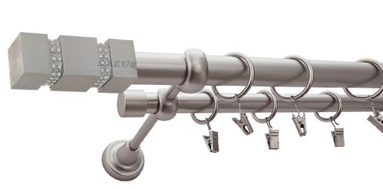 Karnisz FOSSI Satyna Nikiel, Podw&oacute;jny 25 +19 rura gładka