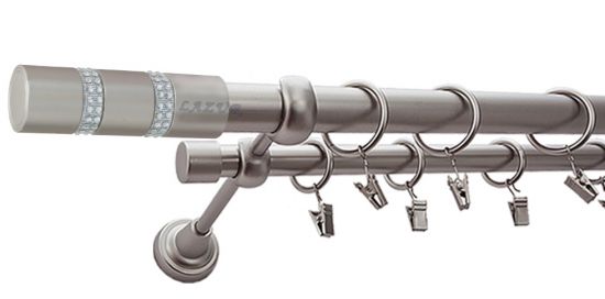 Karnisz ROSETTI Satyna Nikiel, Podw&oacute;jny 25 +19 rura gładka