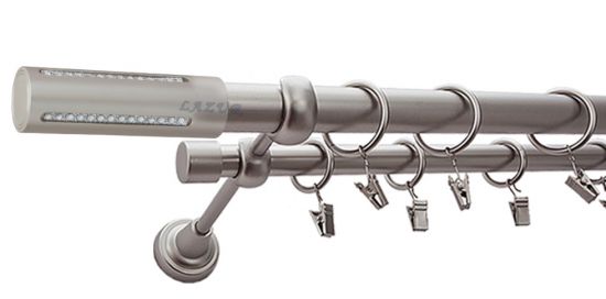 Karnisz LANSO Satyna Nikiel, Podw&oacute;jny 25 +19 rura gładka