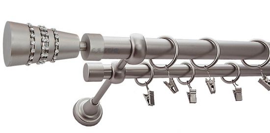 Karnisz ZEUS Satyna Nikiel, Podw&oacute;jny 25 +19 rura gładka