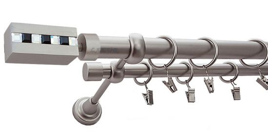 Karnisz ARES Satyna Nikiel, Podw&oacute;jny 25 +19 rura gładka