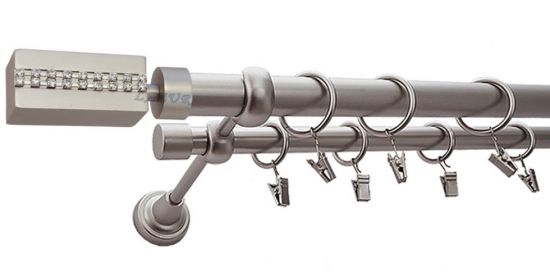 Karnisz ZEFIR Satyna Nikiel, Podw&oacute;jny 25 +19 rura gładka