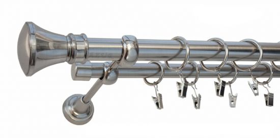 Karnisz LUXOR Stal Nierdzewna, Podw&oacute;jny 25 +19 rura gładka