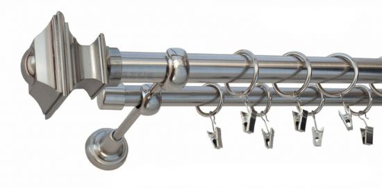 Karnisz VERDI Stal Nierdzewna, Podw&oacute;jny 25 +19 rura gładka