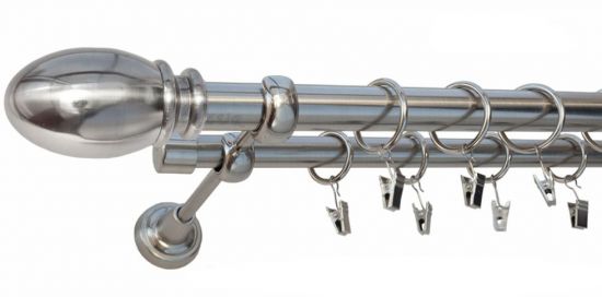 Karnisz BELLUNO Stal Nierdzewna, Podw&oacute;jny 25 +19 rura gładka