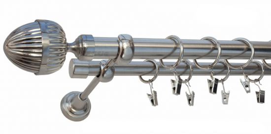 Karnisz ODEON Stal Nierdzewna, Podw&oacute;jny 25 +19 rura gładka