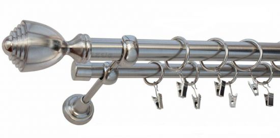 Karnisz PALLACIO Stal Nierdzewna, Podw&oacute;jny 25 +19 rura gładka