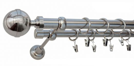 Karnisz KULA LUX Stal Nierdzewna, Podw&oacute;jny 25 +19 rura gładka