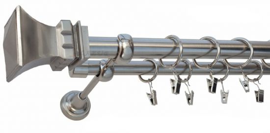 Karnisz VERONA Stal Nierdzewna, Podw&oacute;jny 25 +19 rura gładka