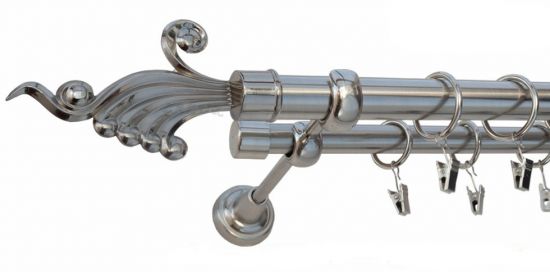 Karnisz FANTAZJA Stal Nierdzewna, Podw&oacute;jny 25 +19 rura gładka