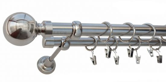 Karnisz KULA MAX Stal Nierdzewna, Podw&oacute;jny 25 +19 rura gładka