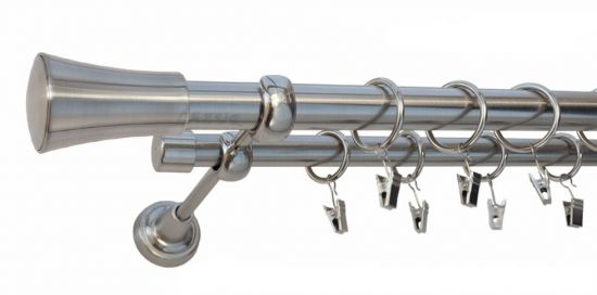 Karnisz MONACO Stal Nierdzewna, Podw&oacute;jny 25 +19 rura gładka