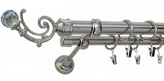 Karnisz AZURRO Stal Nierdzewna, Podw&oacute;jny 25 +19 rura gładka