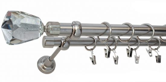 Karnisz TRAVO Stal Nierdzewna, Podw&oacute;jny 25 +19 rura gładka