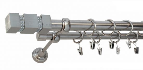 Karnisz FOSSI Stal Nierdzewna, Podw&oacute;jny 25 +19 rura gładka