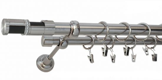 Karnisz DANTE Stal Nierdzewna, Podw&oacute;jny 25 +19 rura gładka