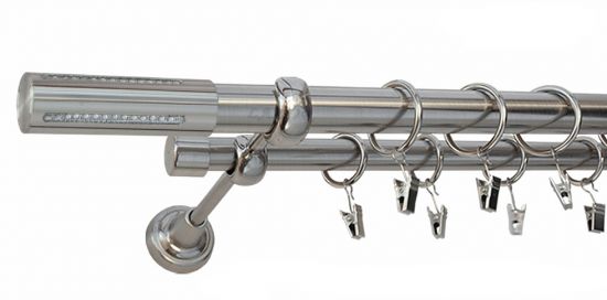 Karnisz LANSO Stal Nierdzewna, Podw&oacute;jny 25 +19 rura gładka