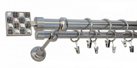 Karnisz HELIOS Stal Nierdzewna, Podw&oacute;jny 25 +19 rura gładka