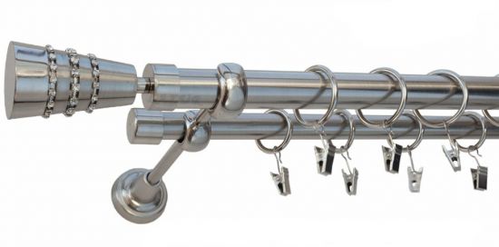 Karnisz ZEUS Stal Nierdzewna, Podw&oacute;jny 25 +19 rura gładka