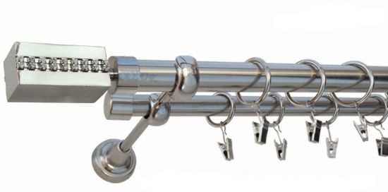 Karnisz ZEFIR Stal Nierdzewna, Podw&oacute;jny 25 +19 rura gładka