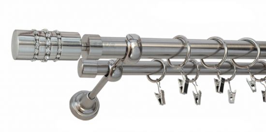 Karnisz POSEJDON Stal Nierdzewna, Podw&oacute;jny 25 +19 rura gładka