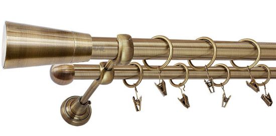 Karnisz IMPERIA Antyk Mosiądz, Podw&oacute;jny 25 +16 rura gładka