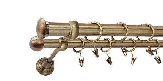 Karnisz ZAŚLEPKA Antyk Mosiądz, Podw&oacute;jny 25 +16 rura gładka