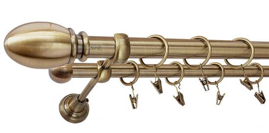 Karnisz BELLUNO Antyk Mosiądz, Podw&oacute;jny 25 +16 rura gładka