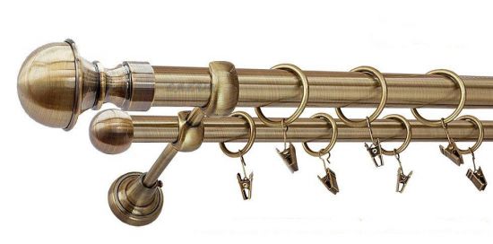 Karnisz BOSTON Antyk Mosiądz, Podw&oacute;jny 25 +16 rura gładka